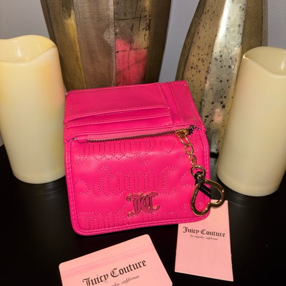 Juicy Couture Vibrant Pink Wallet with Heart Charm